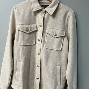J.Crew Beige Coat with Gold Accents
